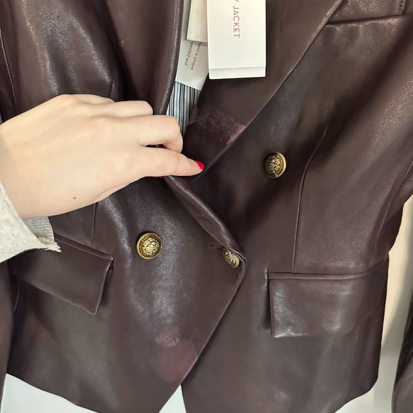NWT Veronica Beard Gail Dickey Leather Blazer Jacket Notch Lapel Sz 4 in Oxblood - Picture 8 of 13